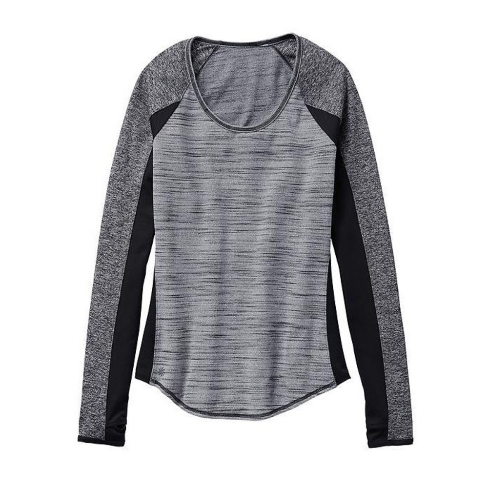 Athleta Running Wild Mix Crew Long Sleeve Top Women's Small Gray Activewear Yoga